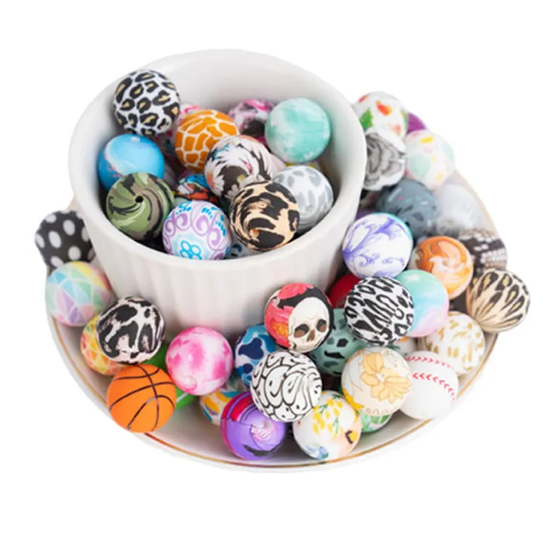 All'ingrosso Bpa gratis giocattolo da masticare braccialetti con perline rotonde morbide perline massaggiagengive per bambini