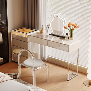 Tocador Beige moderno de alta calidad, tocador de madera de estilo crema <span class=keywords><strong>con</strong></span> <span class=keywords><strong>espejo</strong></span> <span class=keywords><strong>para</strong></span> <span class=keywords><strong>niñas</strong></span>, muebles populares <span class=keywords><strong>para</strong></span> el hogar, sillas cómodas - Product Image 1