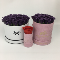 Nouvelle boîte à fleurs ronde en papier faite à la main, épaisse, recyclable, enduite de PE 150 GSM, personnalisable pour les fournitures de fleuristes, emballage de fleurs