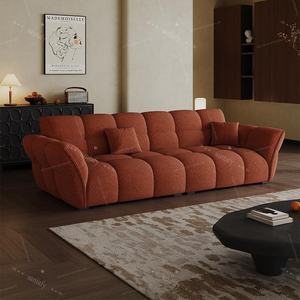 Canapé moderne de style nordique en tissu crème français avec rembourrage en laine d'agneau en forme de pétales pour petite famille - Product Image 3