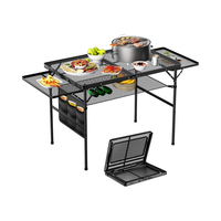 Table d'extérieur portable 2x1.3 FT Camping pique-nique gril Table maille bureau poignée de transport hauteurs réglables pour jardin