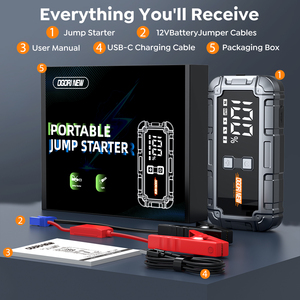 3200アンプカーバッテリージャンプスターターパワーバンクオートバイ用LEDライトエアポンプ付きリチウムバッテリー付き - Product Image 6