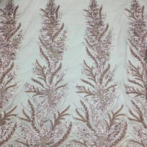 Tissu floral en dentelle à paillettes, robe de soirée en dentelle fantaisie de luxe - Product Image 1