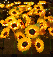 Lampes solaires à piquet en forme de tournesol à trois têtes, LED étanches, lumières de jardin artificielles à brancher dans le sol, pour cour, balcon, festival