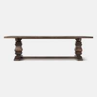 Ensemble de table à manger rectangulaire extensible en bois artisanal de luxe avec chaise à accoudoirs inclinés pour les propriétaires