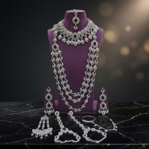 Elegant High Quality SILVER Plated Bridal Engagement Wedding Anniversary Party Gift Ethnic Fashion Rhodium Plated Jewelry <b>Set</b> - Product Image 2