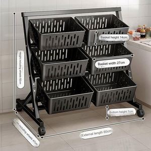 Étagère de rangement de <span class=keywords><strong>cuisine</strong></span> <span class=keywords><strong>avec</strong></span> panier triangulaire amovible, design incliné pour <span class=keywords><strong>un</strong></span> rangement facile des fruits, légumes et articles divers - Product Image 6