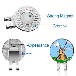 Marqueur de balle de golf magnétique type jeton de poker avec clip pour chapeau, livraison rapide - Product Image 4