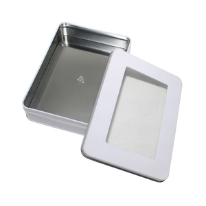 Boîte rectangulaire en fer blanc à finition mate avec fenêtre transparente et couvercle à vis pour l'affichage artisanal de bonbons, noix et petits objets - Product Image 5