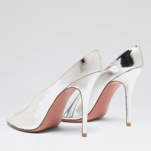 Sandalias personalizadas con punta abierta para mujer, talla grande 45, mulas, tacones altos y finos, sandalias de satén, vestido, <span class=keywords><strong>zapatos</strong></span> de ajuste <span class=keywords><strong>ancho</strong></span> de patente brillante - Product Image 6