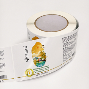 Etiqueta de vinilo mate impresa a todo color de marca privada, rollo de etiquetas impermeables para cosméticos, rollo de pegatinas para envasado de botellas de champú de plástico - Product Image 1