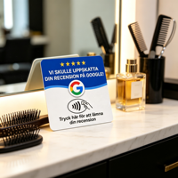 Support de table en acrylique personnalisé de 12 cm pour carte de commentaires Google, compatible NFC213 13,56 MHz, carte NFC suédoise pour taper pour commenter