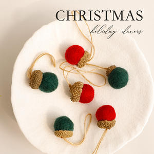 Boule d'acorn en feutre de laine faite à la main, pendentif décoratif pour arbre, matériel de décoration de scène de Noël DIY transfrontalier en sacs - Product Image 2