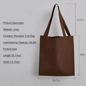 Customizable Size <b>Linen</b> Folding Solid Color Canvas Tote <b>Bag</b> Factory Printable Logo Sublimation Blank Shoulder <b>Bag</b> Cotton Canvas - Product Image 2
