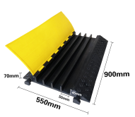 Protector de Cables de Goma Leahua Negro y Amarillo 900*550*70mm, Canal de 45x55mm, Reductor de Velocidad para Seguridad Vial