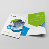 Carpeta de Presentación A4 con Diseño de Logotipo Empresarial, Ranura para Tarjetas de Visita, Bolsillo Doble, Plegable y Personalizable