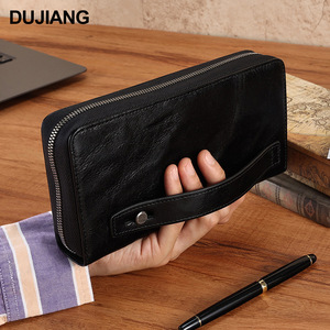 Dujiang <b>Men's</b> Genuine Leather Clutch Bag Multi-Card Slot Anti-Theft <b>Wallet</b> Everyday Use - Product Image 1
