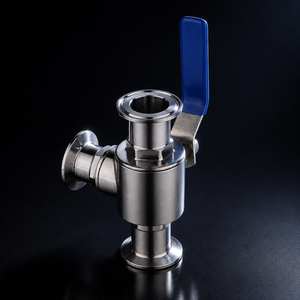 Vanne à boisseau sphérique sanitaire à 3 voies avec raccord en T, actionneur manuel/<span class=keywords><strong>pneumatique</strong></span> en option, en acier inoxydable SS304/316L pour ligne CIP, Asie du Sud-Est - Product Image 1