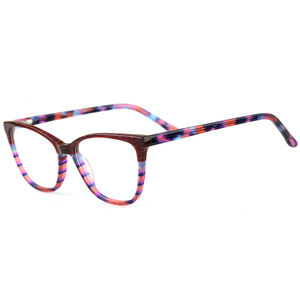 महिलाओं की डिजाइनर बिल्ली-आंख का चश्मा, हल्के लैमिनेटेड एसीटेट फ्रेम, अद्वितीय बहु-रंग पैटर्न के साथ - Product Image 4