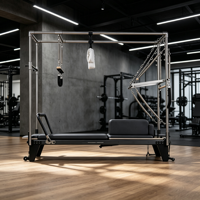 BSW Reformer Pilates 3-en-1 à rail complet noir, lit de Pilates multifonctionnel pour la maison