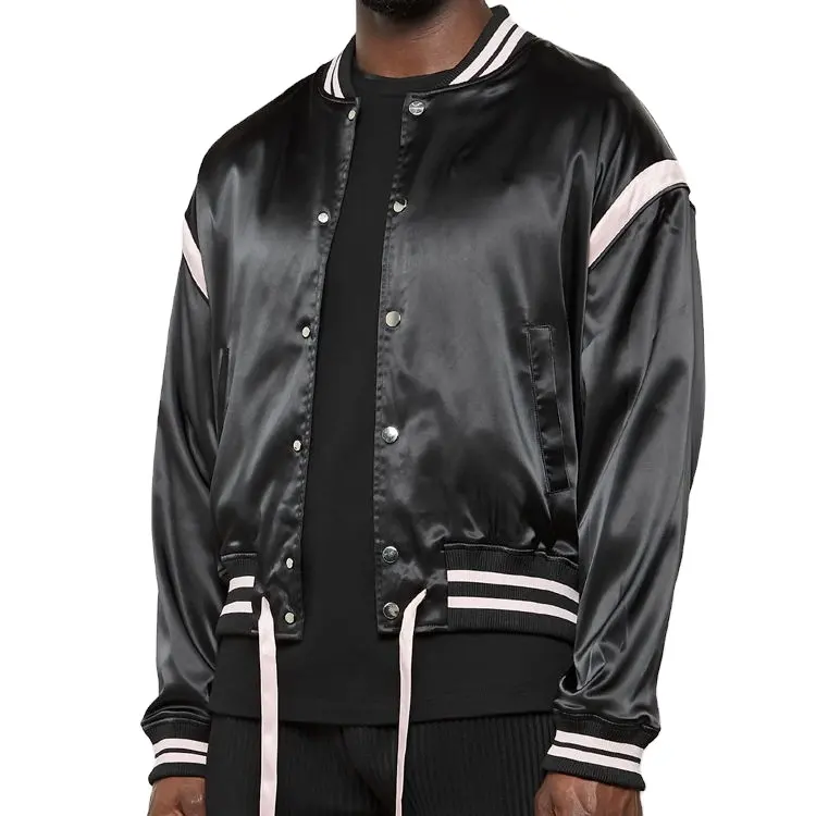 LULUSEN Oem новый дизайн стильный Зимний тяжелый Шелковый пиджак на заказ черный мужской бомбер