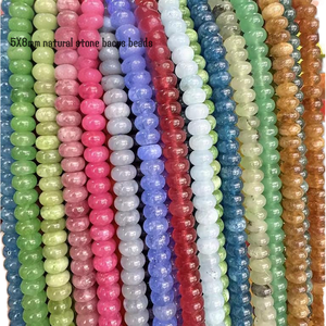 Perline naturali in pietra 4x6mm coloratissime in giada calcedonio rotonde sfuse Rondelle perline per creazione di gioielli e bracciali fai da te accessori - Product Image 1
