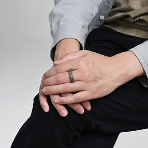 Nordic Viking Rune <b>Titanium</b> Steel <b>Ring</b> For <b>Men</b> Antique Silver Black Letter Design Gift Jewelry - Product Image 3