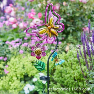 Lampe solaire de jardin en forme de papillon, LED, résistante à l'eau, décoration extérieure, autoportante - Product Image 1