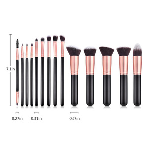 ชุดแปรงแต่งหน้าด้ามไม้ 14 ชิ้น ขนแปรงสังเคราะห์ สีดำ แบรนด์ส่วนตัว สำหรับแต่งหน้าใบหน้า - Product Image 3