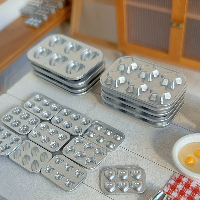 1:12 Dollhouse Accessories Miniature Model Animal Love Star Pattern Japanese Silver Metal Mini Baking Mold Kitchen Tool