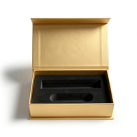 Boîte cadeau rigide magnétique dorée avec logo personnalisé, boîte à rabat de luxe avec insert en EVA floqué noir pour l'emballage d'électronique et de cosmétiques