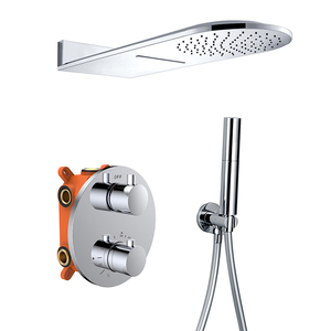 HIMARK chine cupc robinet de <span class=keywords><strong>douche</strong></span> mural en laiton <span class=keywords><strong>noir</strong></span> mat ensemble de robinets de salle de bains modernes avec mélangeur <span class=keywords><strong>thermostatique</strong></span> à 3 fonctions - Product Image 5