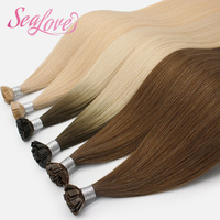 Extensions de cheveux K Tip Flat Kip à kératine pré-collée, double trame, 100% Remy vierges bruts européens, toutes couleurs