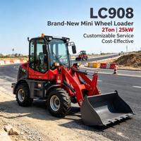 Chargeur frontal compact LC908, 2 tonnes de charge nominale, 25 kW, 4 roues motrices, idéal pour l'entretien routier municipal – Vente directe usine