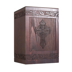 Insan külleri için ahşap oyma çapraz kremasyon çömleği kutu - Product Image 1
