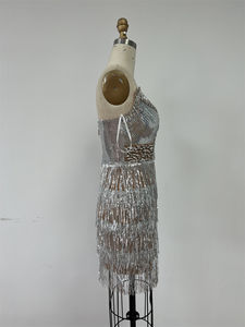 En kaliteli el boncuk ünlü akşam Mini seksi balo parti pist elbise - Product Image 6