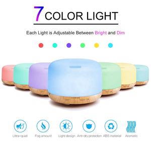 500ml Aromatherapy Essential <b>Oil</b> <b>Diffuser</b> <b>for</b> Hotel Bedroom Wood Color 7 LED Portable Ultrasonic Humidifier - Product Image 3