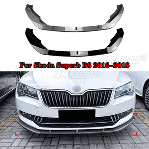 Para Skoda Superb B8 2016-2018, Divisor de Parachoques Delantero, Kit de Carrocería, Aspecto de Fibra de Carbono Negro Brillante - Product Image 1
