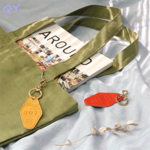 QY Custom PU Leather Keychain Vintage Hotel <b>Key</b> Tag Laser Engraved <b>Key</b> <b>Ring</b> <b>Bag</b> <b>Key</b> Cover Gift - Product Image 4