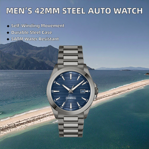 Montre mécanique de luxe pour homme 42 mm en acier inoxydable 316L, mouvement automatique 8215, étanche 5 ATM, bracelet en silicone - Product Image 2