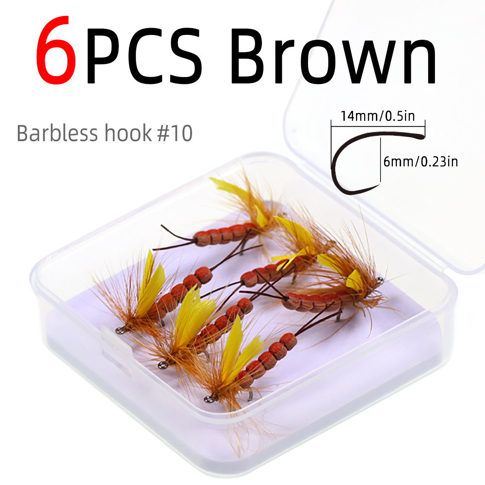 6 pcs/Box marrón Barbless