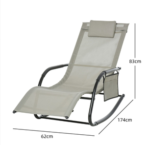 Sillón Reclinable Multifuncional y Resistente para Exteriores, Diseño Convertible, con Almohada <span class=keywords><strong>Desmontable</strong></span> y Bolsillo de Almacenamiento - Product Image 2