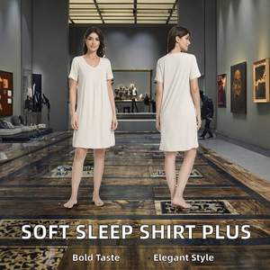 Camisón de Punto para Mujer, Tallas Grandes, Súper Suave y Transpirable, con Estampado Personalizado, Cintura Elástica, Cierre Clásico Delantero, para Verano - Product Image 3