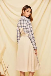 Ropa de otoño para <span class=keywords><strong>mujer</strong></span> de invierno de color caqui estampado de manga larga solapa señoras medio larga <span class=keywords><strong>chaqueta</strong></span> <span class=keywords><strong>mujer</strong></span> abrigo - Product Image 6