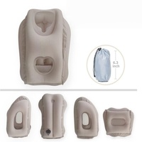 Oreiller de voyage gonflable, coussin d'air, appui-tête avec support de menton réglable pour soulager les douleurs au cou en avion, au bureau, à la maison, pour la sieste