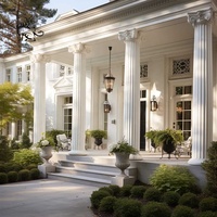 Colonnes romaines en marbre blanc naturel, piliers corinthiens classiques en pierre massive, décoration d'entrée de villa haut de gamme BLVE.