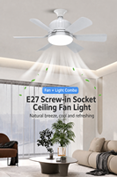 Ventilateur de plafond E27 à large plage de tension, coloré, 6 pales, lampe LED, télécommande, moteur DC pour chambre à coucher, chambre d'enfant, dortoir, décoration intérieure