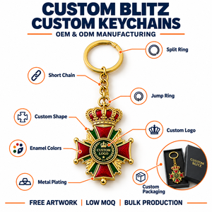 Porte-clés personnalisé en métal style couronne, plaqué or et argent, avec logo personnalisé, souvenir de luxe, mousqueton - Product Image 4