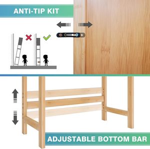 Armoire de rangement pour salle de bain naturelle au-dessus des toilettes Organisateur d'armoire en bambou à 2 portes Support de toilette autoportant économiseur d'espace - Product Image 6