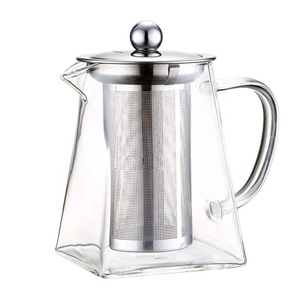 Thân thiện với môi trong suốt chịu nhiệt hình vuông kính ấm trà với Infuser - Product Image 2